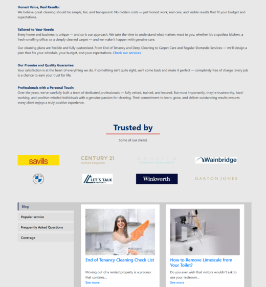 GB Cleaning Service in London WordPress Website