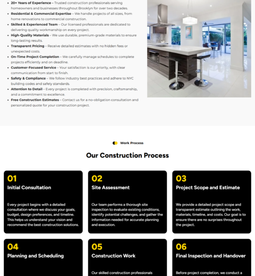 RH Construction Company professional building and construction services website