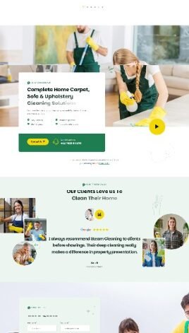 Steamclean cleaning website showcasing professional steam cleaning services