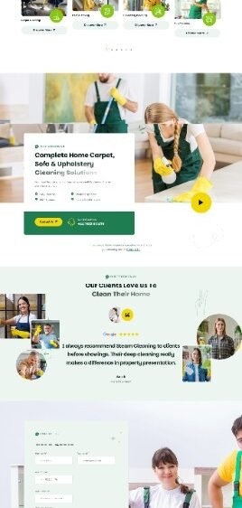Steamclean cleaning website showcasing professional steam cleaning services