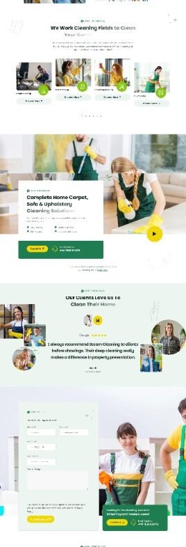 Steamclean cleaning website showcasing professional steam cleaning services