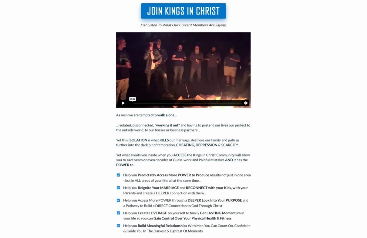 Kingsin Christ Landing Page Design