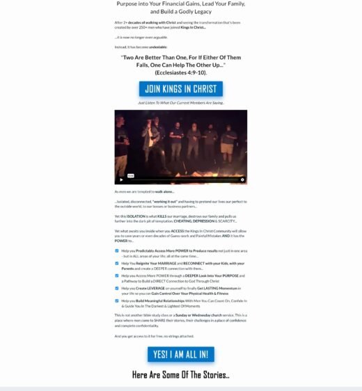 Kingsin Christ Landing Page Design