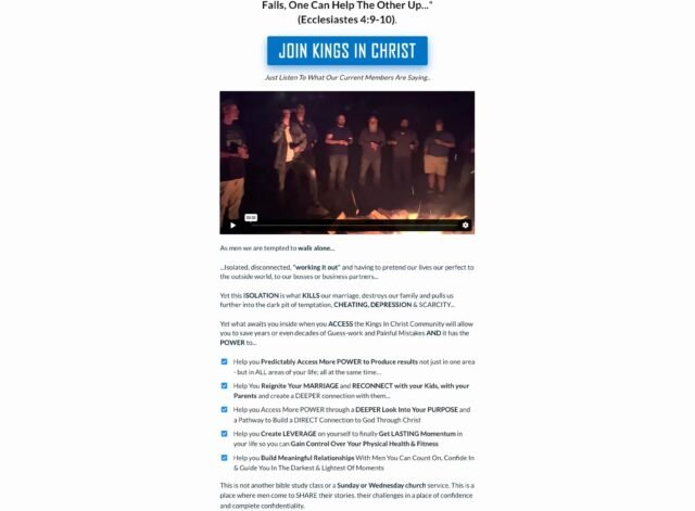 Kingsin Christ Landing Page Design