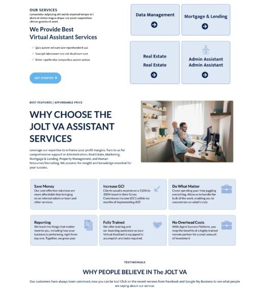Virtual Assistant Services Website Design
