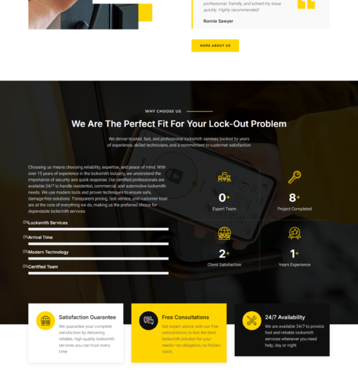 Trusty Locksmith professional website showcasing lock repair and locksmith services