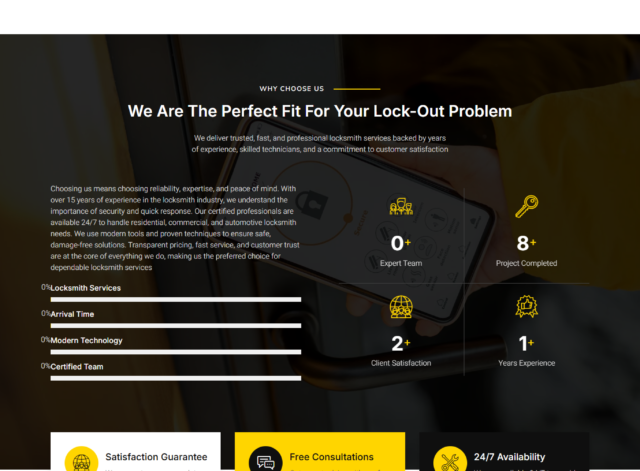 Trusty Locksmith professional website showcasing lock repair and locksmith services